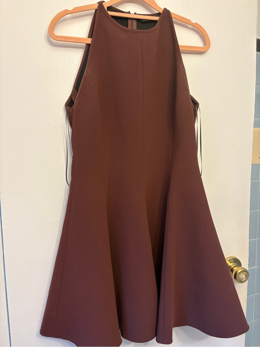 Sleeveless Brown A-Line Dress - Picture 4 of 5